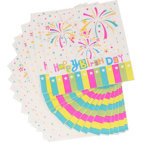 20 serviettes en papier pour baby shower, motif feux d'artifice (1/5)