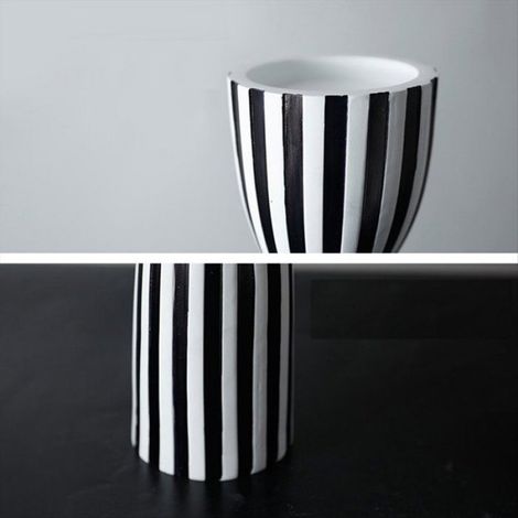 Bougeoir Torsadé à Rayures Noires et Blanches, Ornement en RéSine, DéCoration de Table à Manger, Porte-Bougie IrréGulier, Support-A (1/5)
