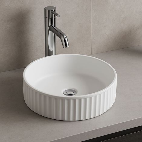 Signature Deco Round Countertop Basin 400mm Wide 0 Tap Hole - White (1/3)