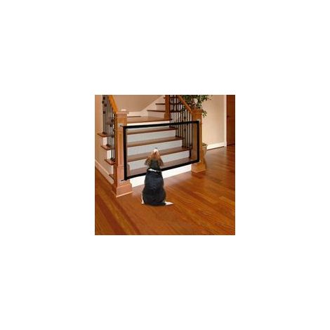 Barrière de sécurité rétractable pliable noire, 72 x 120 cm, pour chien et bébé –