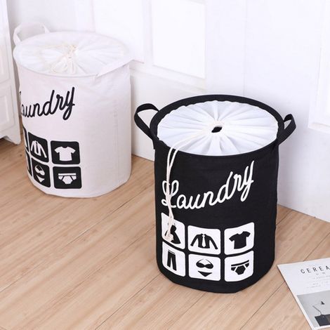 Panier à linge pliable en tissu, grand sac à linge en coton, panier de rangement pliable (1/5)