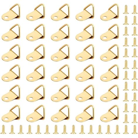 50 Pièces Crochet pour Cadre,Attache Tableau,Photo Anneaux Triangulaires Cadre,Support Murale Cintre avec 50 Pièces Vis Utilisé pour les Cadres Photo, Suspension de Décorations de Meubles (1/4)