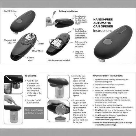Ouvre-Boîte Électrique - Une Touche - Arrêt Automatique - Pour Arthrite Et Mobilité Réduite - Noir - 1 Pièce (1/5)