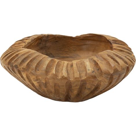 Ciotola svuotatasche Geris in teak riciclato scolpito Ø 19x8 cm — pezzo unico