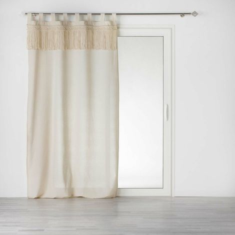 Rideau à passants 140x240 uni top macramé Samaya polycoton (1/4)