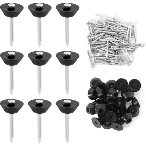 Lot de 150 clous d'étanchéité pour bande à picots - 3 x 30 mm - Clous d'étanchéité avec bouton de montage - Robuste - Film à picots - Clous pour drainage de la construction, parterres surélevés, pots (1/5)