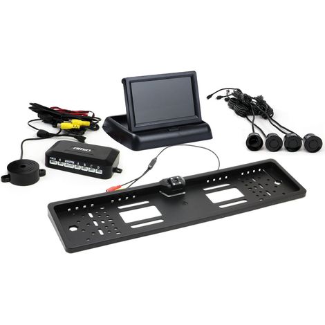 Kit de sensores de estacionamiento TFT02 de 4,3" con cámara HD-402-LED, 4 sensores, negro (1/5)