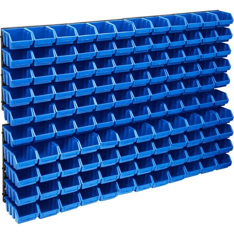 150808 128 Piece Storage Bin Kit with Wall Panels Blue and Black vidaXL (1/5)