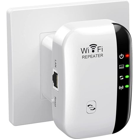 Répéteur WiFi Puissant 300Mbps Amplificateur WiFi Puissant 2.4GHz WiFi Range Booster WiFi Répéteur Extenseur sans Fil avec Port Ethernet, WiFi Extender WiFi Booster, RJ45, Protection WPS (1/4)