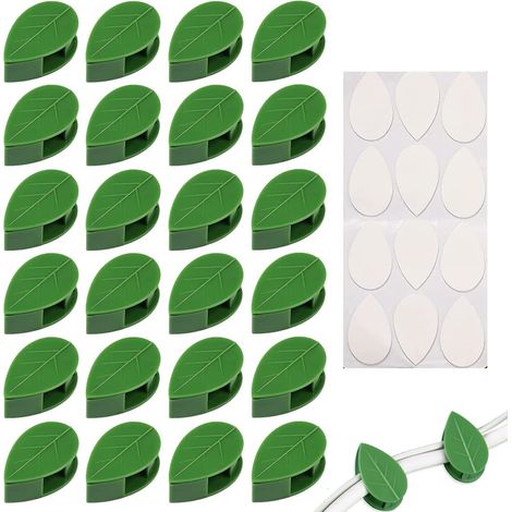20 Crochets fixation, auto-adhésifs invisibles feuille, support plantes grimpantes câbles, intérieur extérieur (1/5)