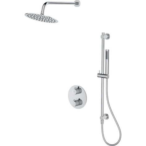 Cersanit Zen - Duschset mit Unterputz-Thermostat, mit Einbaukörper, Durchmesser 25 cm, Chrom S952-032