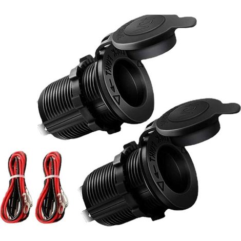 Zigarettenanzünderbuchse fürs Auto, 2 Stück, wasserdicht, 12 V, Steckdose mit 60 cm Kabel für Auto, Marine, Motorrad