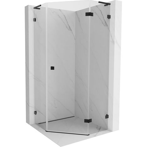 Mexen Lunar L Fünfeckdusche rechte Schwingtür 90 x 90 cm, transparent, schwarz - 831L-090P-090L-70-00-P (1/5)