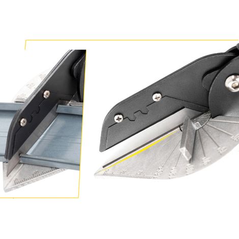 Ciseaux d'angle réglables de 45 à 135 degrés avec verrouillage de sécurité, outils de coupe avec 10 lames de rechange, noir mat (1/5)