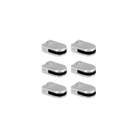 Pince à Verre Pince de Verre en Acier Inoxydable Supports de Serrage en Verre de 6 à 8 mm Clip en Verre Réglable Connexion à Dos Plat pour Balustrade Escalier Main Courante 6 Pièces (1/4)