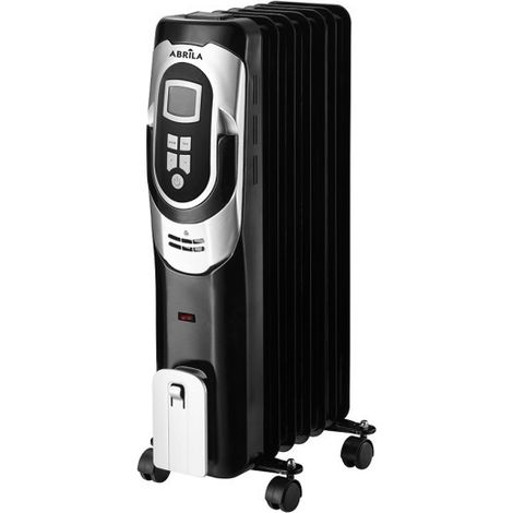 Radiador Aceite Confort 1500w 7elementos Negro/plata 3potencias Termost.reg. Temporizador, Ruedas Luz Ind. 62x34x24cm (1/3)