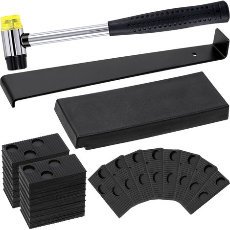33Pcs Laminate stratifié Set de montage de plancher, y compris robuste marteau double face avec anti - dérapant manche souple, tige de traction améliorée avec bloc de frappe (1/5)