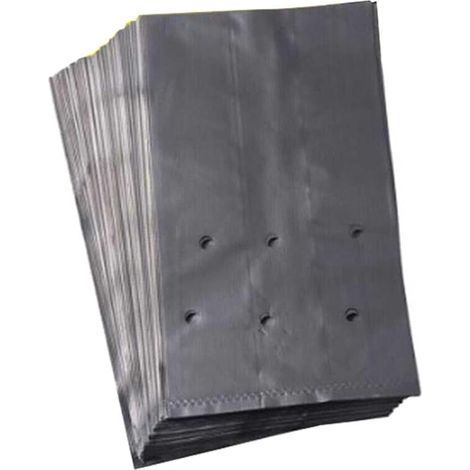 Lot de 100 sacs de culture épais en polyéthylène noir avec trous de drainage pour serre, fruits, légumes, fleurs, 17 x 35 cm (1/5)