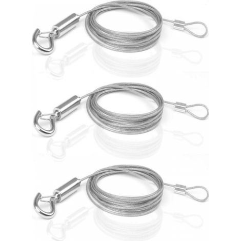 Edelstahlseil, 3-teiliges verstellbares Metallseil, 2 m x 1,5 mm, verstellbarer Aufhängedraht, Aufhängerahmen für Kleidung, Lichter und Fotos (1/5)