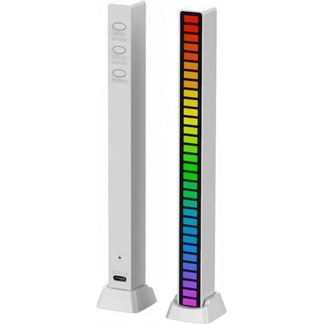 Lampe LED RGB rechargeable avec spectre sonore pour environnements de jeu, blanche (1/5)