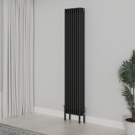 WarmeHaus Traditional Radiator 1800x380mm Black Vertical 4 Column (1/5)