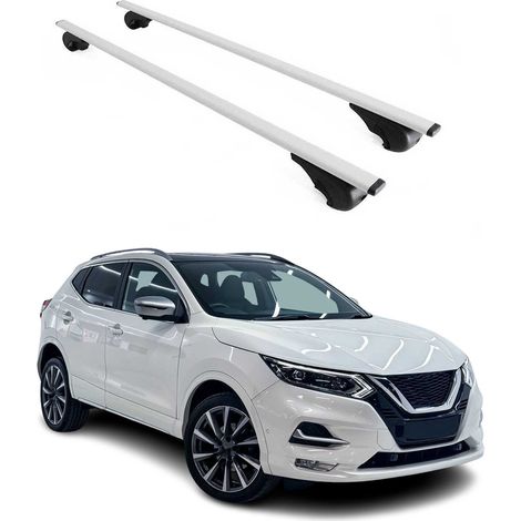 OMAC Barres de toit pour Nissan Qashqai J11 2013-2021 – TÜV / DIN 75302:2019 – Antivol inclus – Charge max 75 kg – 2 barres Argent (1/4)