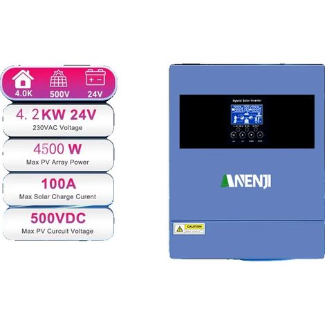 Inverter solare, onda sinusoidale pura, doppia capacità di uscita, ANJ-4000W-24V WIFI (1/2)
