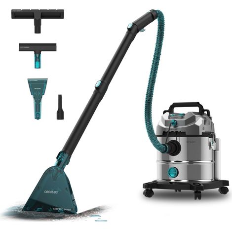 Cecotec Aspirador Sólidos, Líquidos, Tapicerías y Alfombras con Cable Conga CarpetClean 20000 Pro Ultra. 1600W, 21kPa de Potencia, Función 2 en 1, Capacidad 20L, Kit Accesorios, Radio de Acción 7m