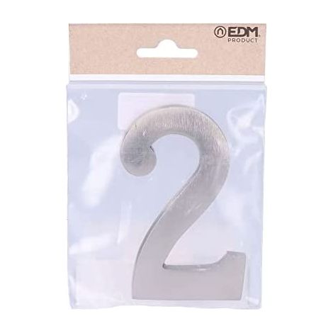 Zahl 2, Nickel matt, 10cm, unsichtbare Befestigung 85044