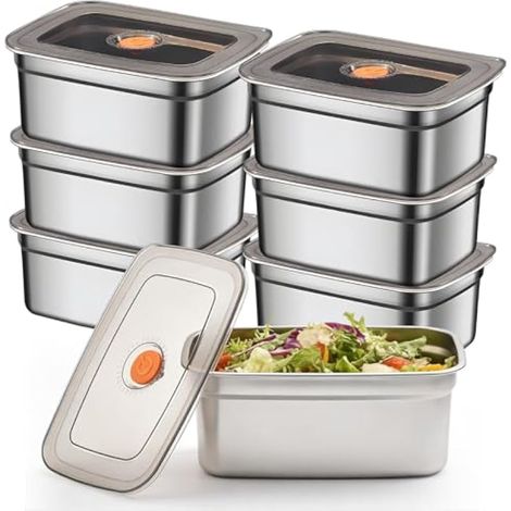 6 Pièces Boite Alimentaire Inox, 1000 ml Boîtes de Conservation Alimentaire avec Couvercle Transparent, Boîtes À Charcuterie Fresh, Meal Prep Récipients Alimentaires, Boites Alimentaires Fermétiques (1/5)