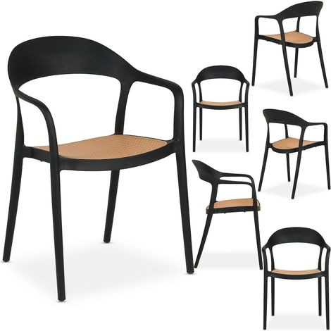 chaise de jardin LAVANDA Noir (Lot de 6) (1/5)