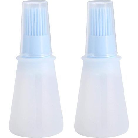 Cepillo de silicona para aceite con tapa, botella de salsa suave con pincel de repostería de silicona, envase reutilizable (azul) (1/5)