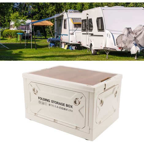 Faltbare Aufbewahrungsbox mit 5 Fächern, Aufbewahrungsbox mit Holzdeckel für Camping, Autoteile-Organizer, Picknick-Aufbewahrungsbox, klein, weiß (1/5)