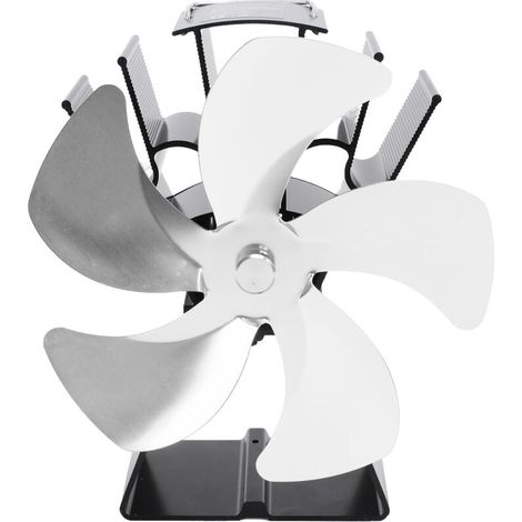 Ventilateur de poêle à bois 5 pales cheminée Base trapézoïdale verticale alimenté par la chaleur Circulation chaude Portable thermique pour la maison Camp argent (1/5)