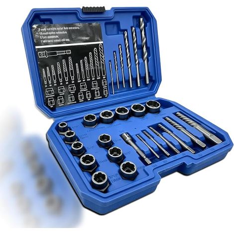 Reverse Thread Screw Extractor: 26 Pieces Socket Bolt Extractors Anti-theft Bolt Extractor, Broken Bolt Extractor, Set Bolt Extractors for Removing Bolts, Nuts (Blue) (1/5)