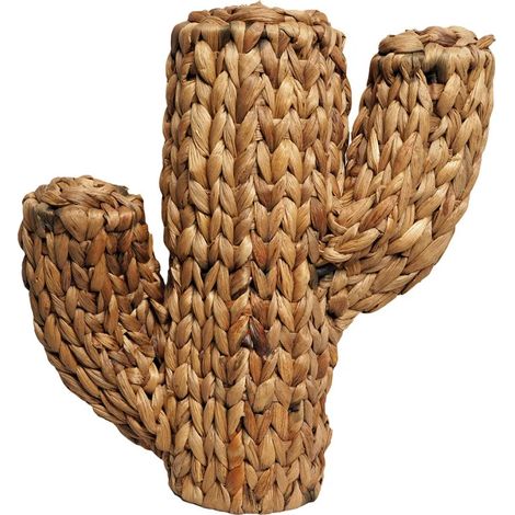 Cactus déco 32 cm tressé en jacinthe d’eau couleur naturelle – QUINN (1/5)