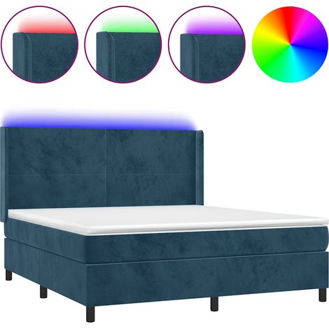 Maison Exclusive - Boxspringbett mit Matratze & LED Dunkelblau 16 (1/5)