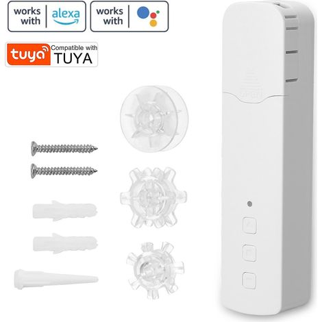 Tuya WIFI M515EGWT Intelligenter Vorhangmotor mit Zugperlen – Intelligente Lösung für Zuhause, Haushalt, Hotel – UK-Stecker – Weiß