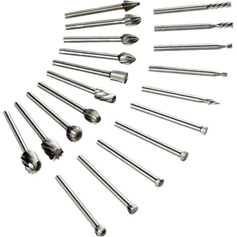Lntyq 20 Pcs Fraises Rotatives,Jeu de Fraises en Carbure,HSS Burrs Rotatives Embouts Compatible avec Dremel,Tige Outil Rotatif Pour Meuleuse Travail du Bois, Polissage Métal, Gravure, Perçage (1/5)