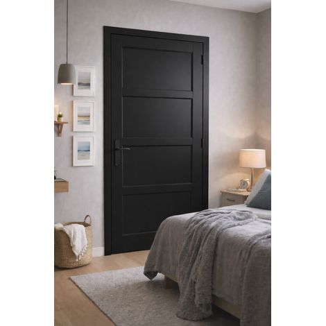 Telia Black Door Block 4 Pannelli H204 x L83 Dimensioni Pannello di Spinta Sinistro + Maniglia