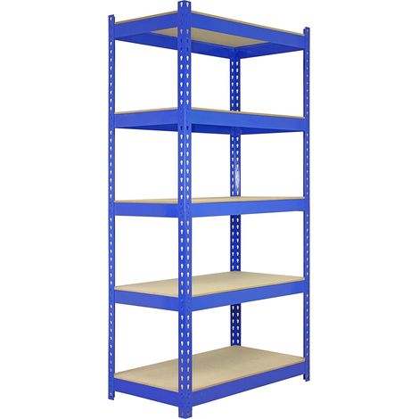 Monster Racking - 10 Scaffali Q-Rax in Acciaio Senza Bulloni Blu 90cm x 50cm x 182,5cm (1/5)