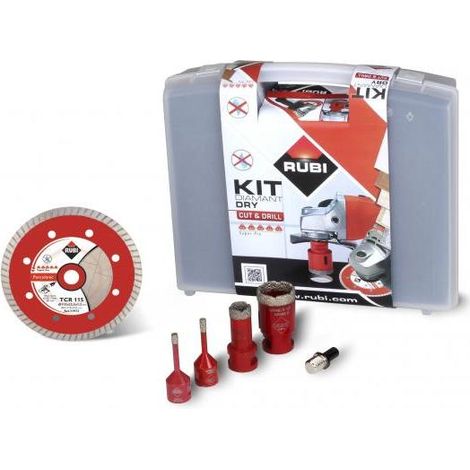 Rubi Set TCR Scheibe + Trockenbohrscheibe + Kronen 2x6mm, 20mm, 35mm + Adapter.