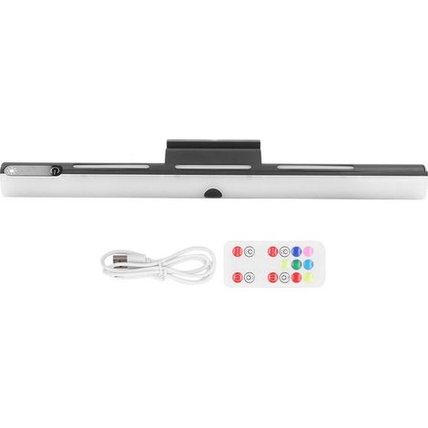 Barre lumineuse rechargeable RVB avec télécommande, 3 couleurs réglables, batterie magnétique de 1800 mAh, pour armoire, placard, bureau, noir (1/5)
