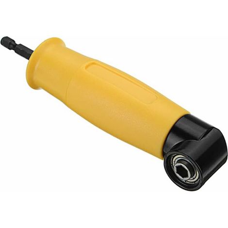 Perceuses à angle droit adaptateur coudé pour visseuse électrique avec porte-embout magnétique à changement rapide 1/4 6.35mm Inoxydable Hex, Jaune (1/4)