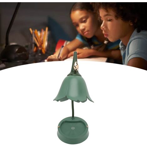 Lampe de bureau tactile LED pliable USB 5V motif fleur et oiseau, 3W, trois niveaux d'intensité, avec support pour téléphone portable, verte - 4 (1/5)