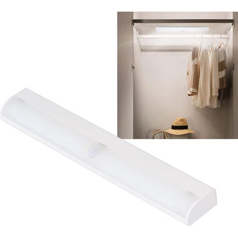 Lampe de Placard à LED, Détecteur de Mouvement à Piles, éclairage Intérieur à Coller Sous L'armoire, Barre Lumineuse de Nuit pour Cuisine, Chambre à Coucher, Garde-robe, Garage, Escalier, Placard,A (1/5)