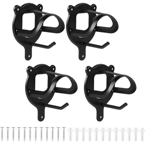 Set de 4 Porte mors en Métal Noir, Crochets pour Harnais avec Crochet Supplémentaire, Porte harnais avec Tube d'Expansion et Vis pour Accessoires de Bride, Guides et Cordes (1/5)