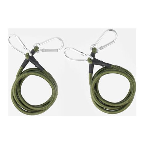 Cordon élastique avec crochet à clip, mousqueton, connecteur de corde de rivière, accessoires, cordon de montage vert armée de 3/8" de diamètre, crochet argenté (vert armée, 48", paquet de 2) (1/5)