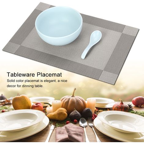 Lot de 4 sets de table tendance en PVC, dessous de plat, nappe (gris) (1/5)