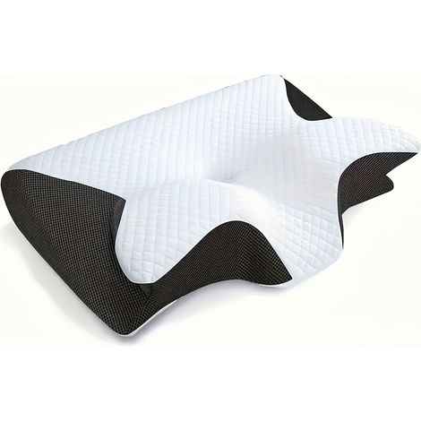 Ergonomisches Nackenkissen 1er Set – Orthopädisches Nackenstützkissen, 62x37x12 cm, atmungsaktiver Bezug –Schwarz